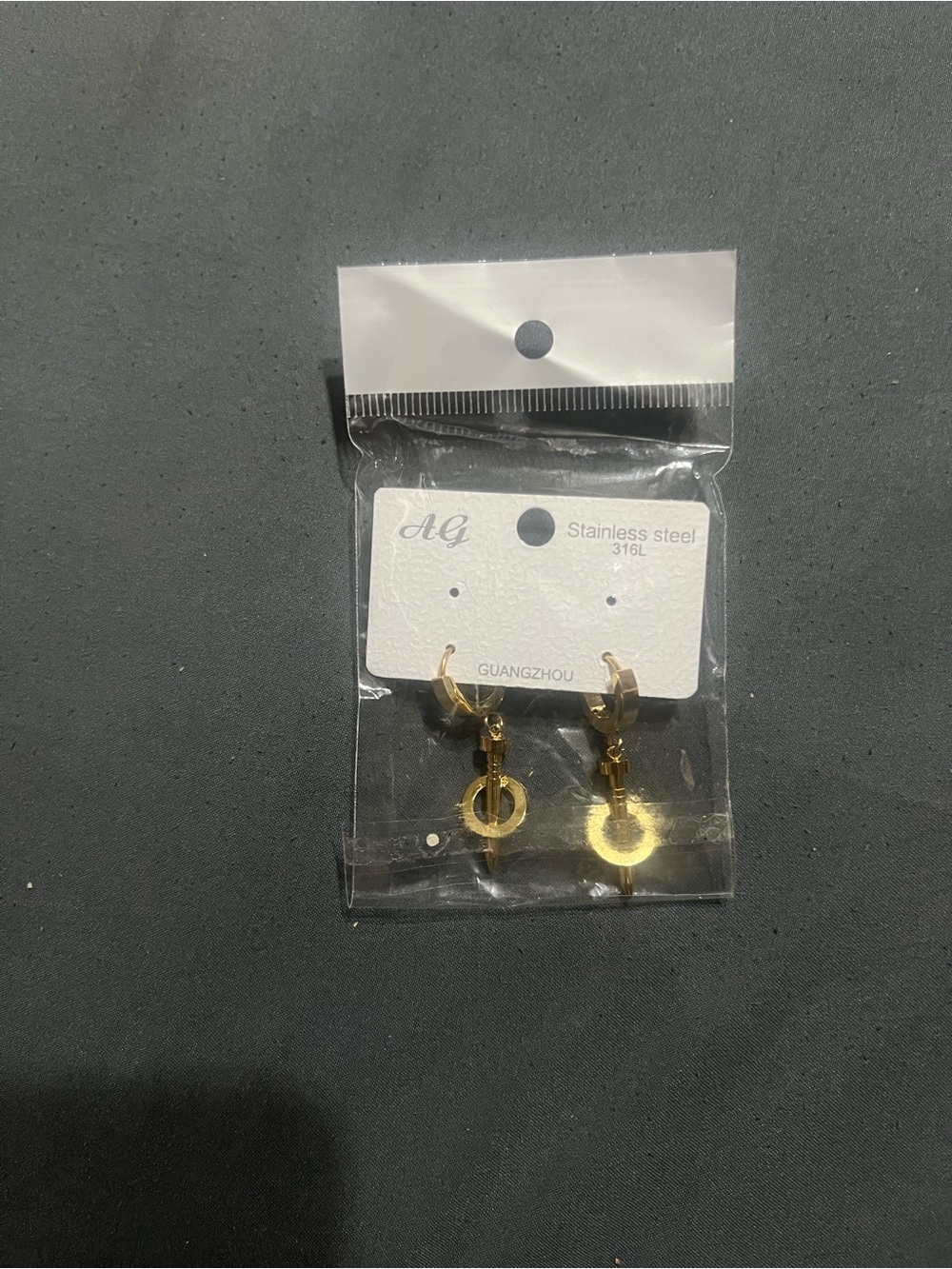 Stainless steel 14 k Gold Circle Drop Hoop Earrings